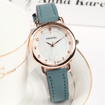 Női kerek karóra műbőr szíjjal