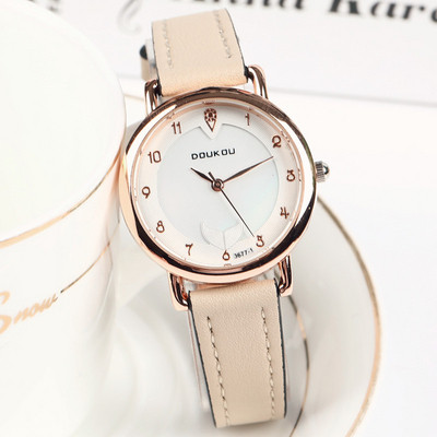 Női kerek karóra műbőr szíjjal