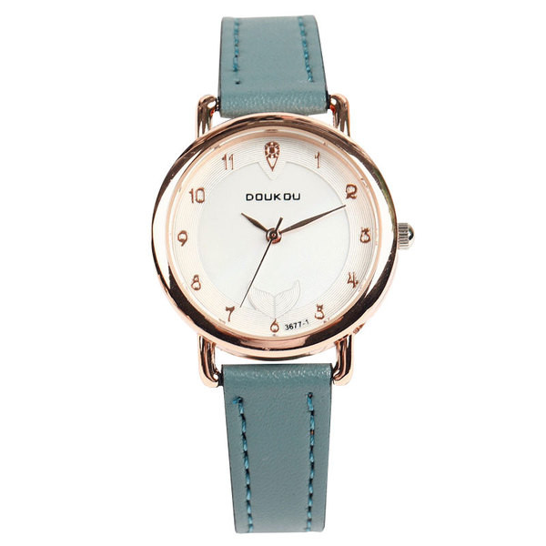 Női kerek karóra műbőr szíjjal