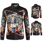 Uus mudel kaasaegne pikkade varrukatega ja värvitrükiga meeste särk