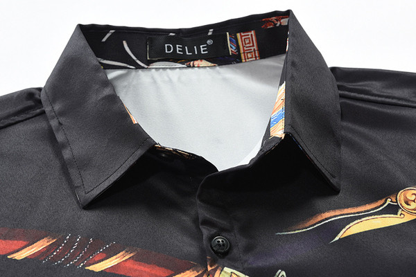 Uus mudel kaasaegne pikkade varrukatega ja värvitrükiga meeste särk