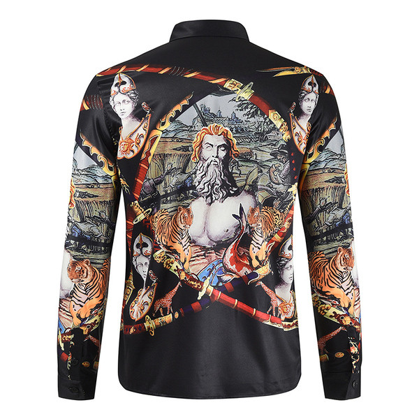 Uus mudel kaasaegne pikkade varrukatega ja värvitrükiga meeste särk