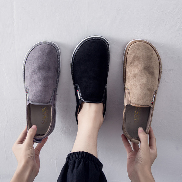 Ανδρικά μοκασίνια με επίπεδη σόλα από οικολογικό σουέτ