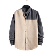 Sügisene nööpide ja madala kraega meeste velvetist särk