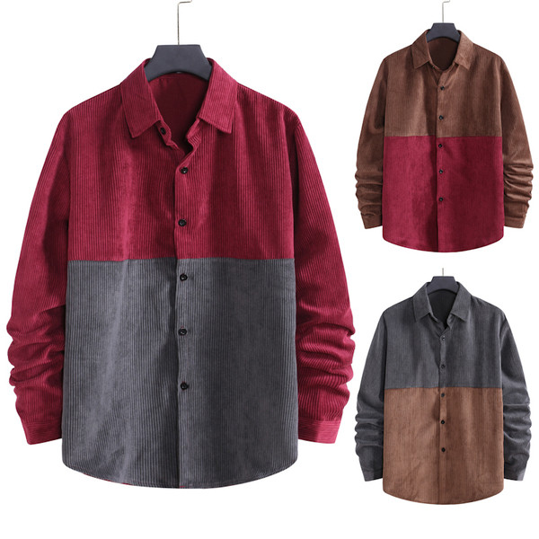 Kéttónusú férfi ing hosszú ujjal és gombokkal