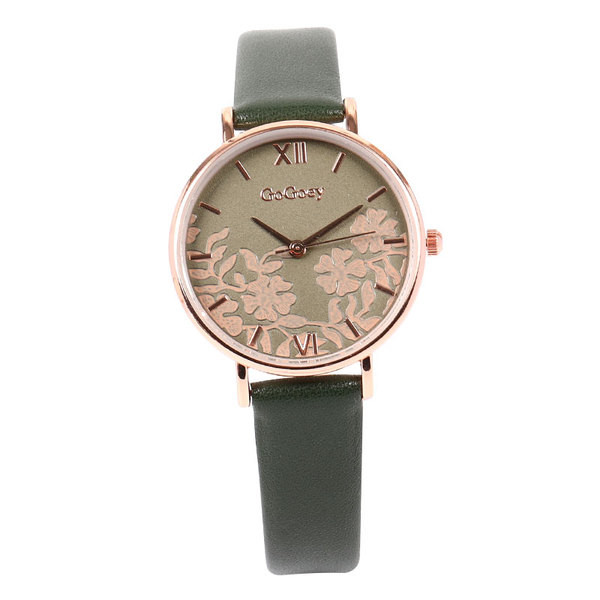 Nahast rihmaga ümmargune naiste käekell