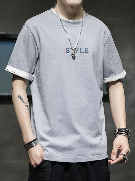 Feliratos férfi alkalmi póló