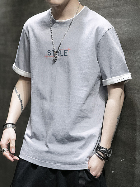 Feliratos férfi alkalmi póló