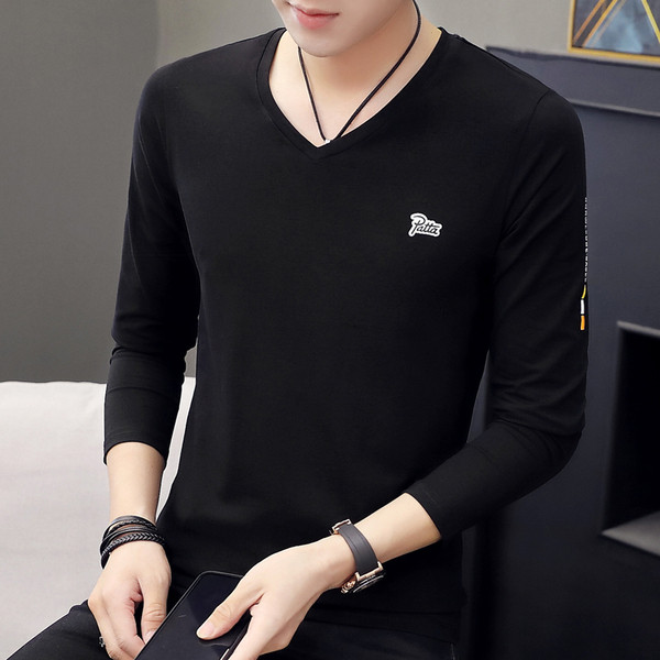 Kaasaegne pikkade varrukatega ja spitsikaelusega meeste pluus