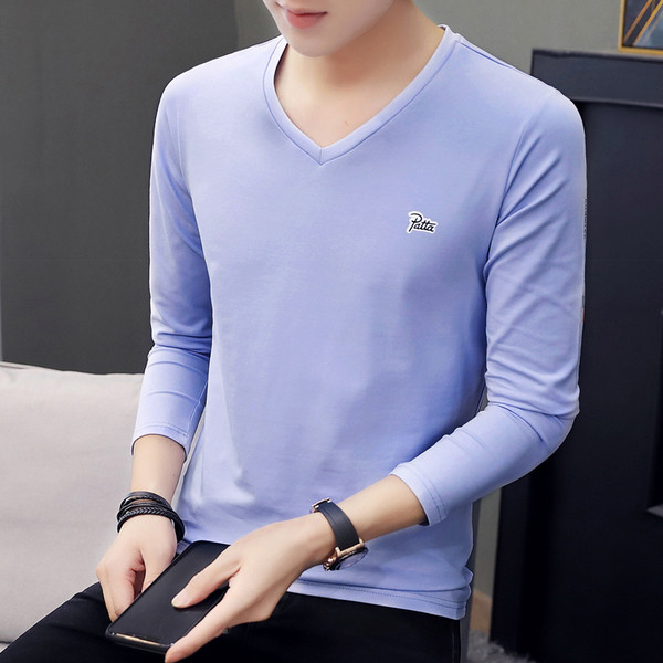 Kaasaegne pikkade varrukatega ja spitsikaelusega meeste pluus