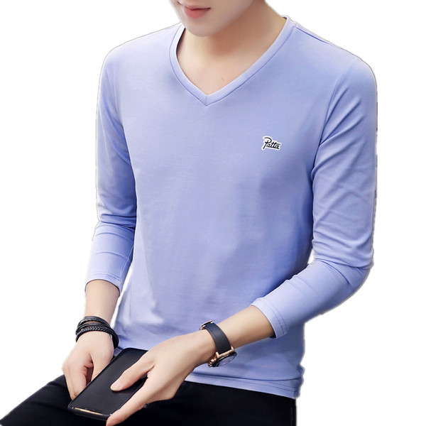 Kaasaegne pikkade varrukatega ja spitsikaelusega meeste pluus