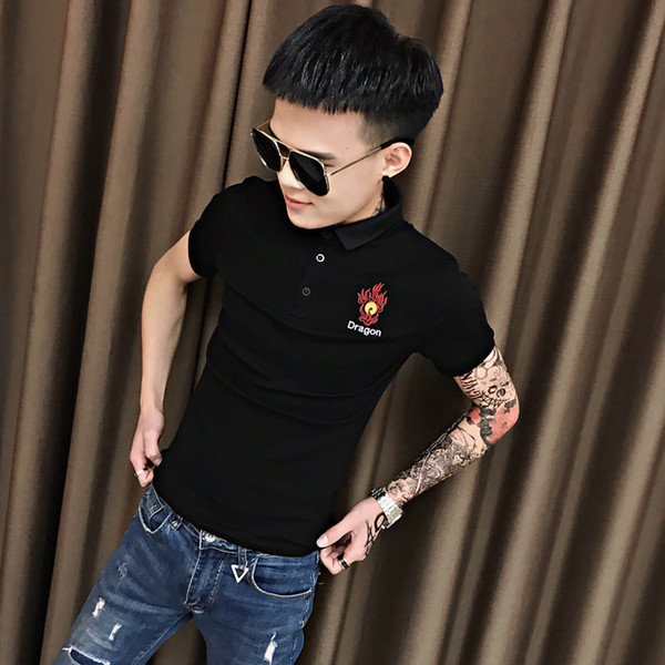 Ανδρικό μπλουζάκι με κέντημα δράκου στην πλάτη