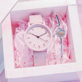 Nahast rihma ümara kujuga uus mudel naiste käekell