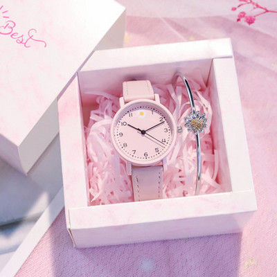 Nahast rihma ümara kujuga uus mudel naiste käekell