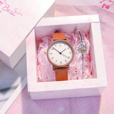 Nahast rihma ümara kujuga uus mudel naiste käekell