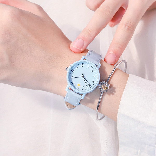 Nahast rihma ümara kujuga uus mudel naiste käekell