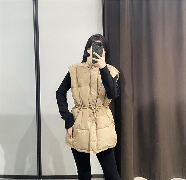 Γυναικείο γιλέκο με  κορδόνια και ψηλό γιακά