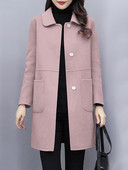 Klassikalise krae ja taskutega vabaaja naiste mantel