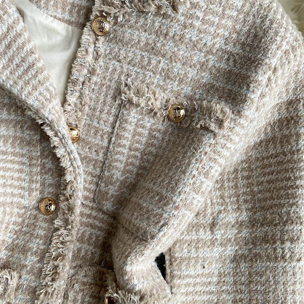 Γυναικείο καρό παλτό με κουμπιά και τσέπες