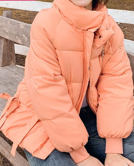 Γυναικείο χειμερινό μπουφάν χωρίς κουκούλα και κορδόνι