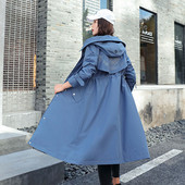 Női őszi-téli kabát hosszú modell derékkötővel