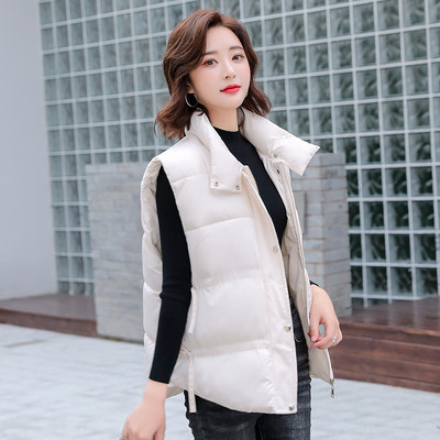 Modern női téli mellény cipzárral és nyakkendővel