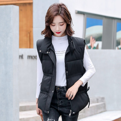 Modern női téli mellény cipzárral és nyakkendővel