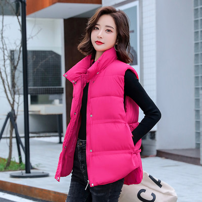 Modern női téli mellény cipzárral és nyakkendővel