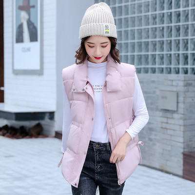 Modern női téli mellény cipzárral és nyakkendővel