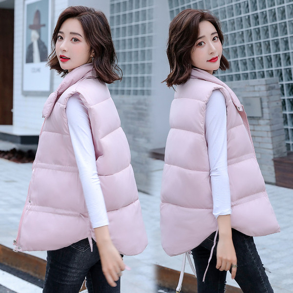 Modern női téli mellény cipzárral és nyakkendővel