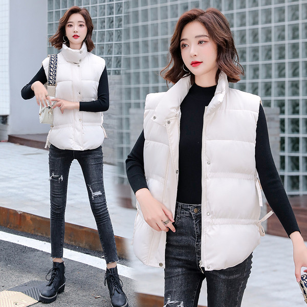 Modern női téli mellény cipzárral és nyakkendővel