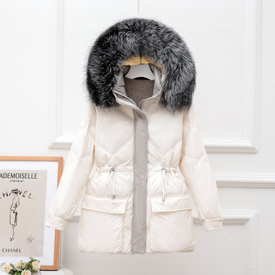 Naiste jope elastse ja kapuutsiga udusulega