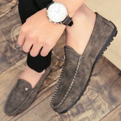 Ανδρικά μοκασίνια από οικολογικό σουέτ με μεταλλικό στοιχείο