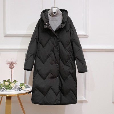 Új modell téli női kabát kapucnival és gombokkal