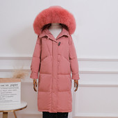 Μακρύ γυναικείο μπουφάν με φερμουάρ και κουκούλα