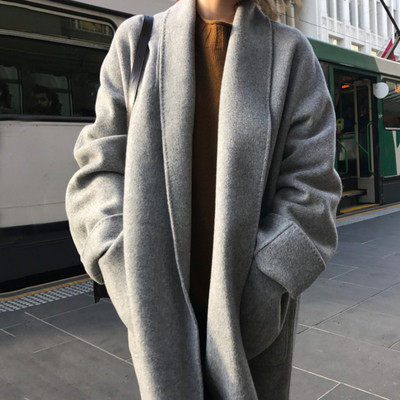 Широк модел дълго палто за жени