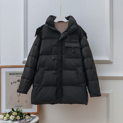 Γυναικείο κοντό μπουφάν με φερμουάρ και κουμπιά