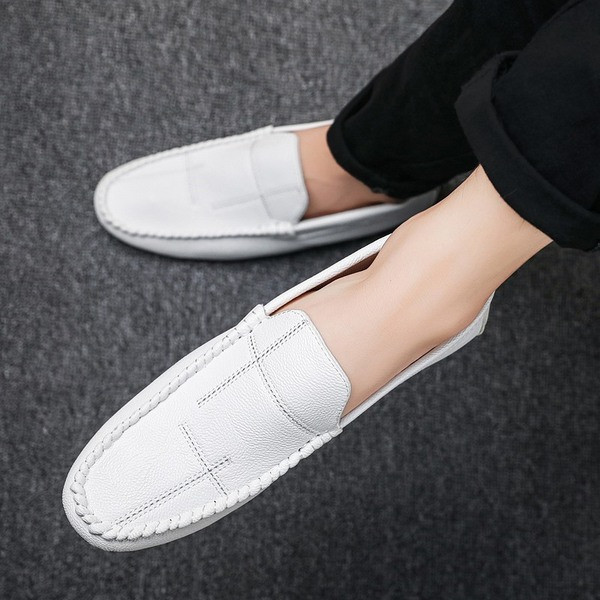 Έκο δερμάτινα ανδρικά αναπνέοντα μοκασίνια με επίπεδη σόλα