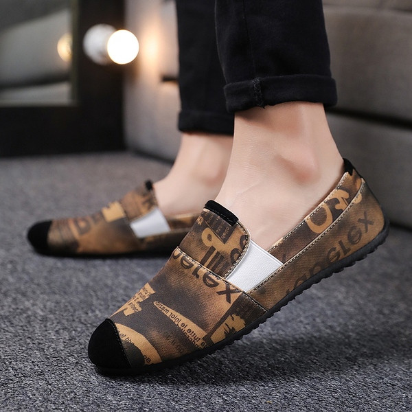 Ανδρικά έκο δερμάτινα μοκασίνια με επιγραφές