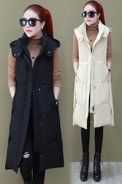 Νέο γυναικείο μακρύ γιλέκο με κουκούλα