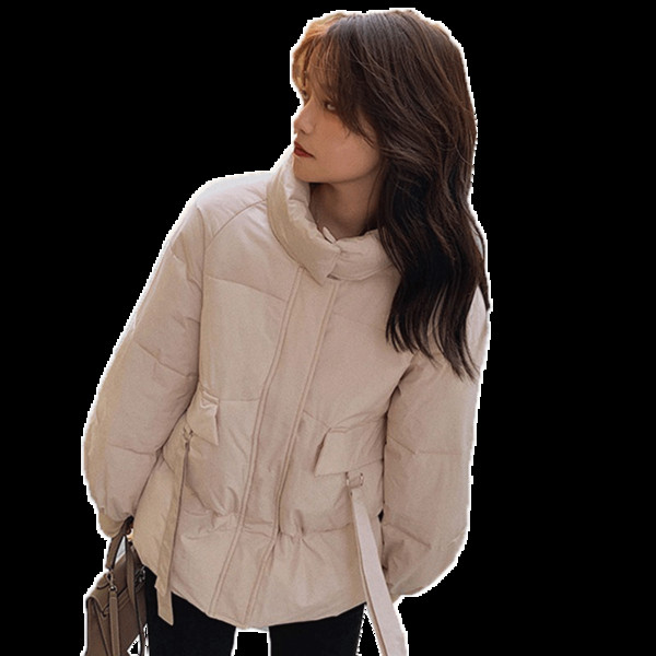 Γυναικείο χειμερινό μπουφάν με ψηλό γιακά και κορδόνια