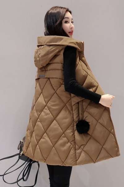 Γυναικείο μοντέρνο γιλέκο με κουκούλα και  τσέπη