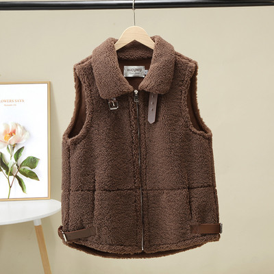 Alkalmi női téli mellény cipzárral és zsebekkel