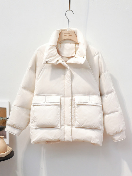 Γυναικείο casual μπουφάν με κουμπιά και ψηλό γιακά