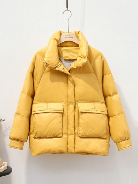 Γυναικείο casual μπουφάν με κουμπιά και ψηλό γιακά