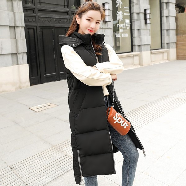 Μοντέρνο γυναικείο γιλέκο μακρύ μοντέλο με φερμουάρ