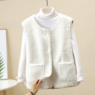 Γυναικείο χειμερινό γιλέκο με τσέπες και φερμουάρ