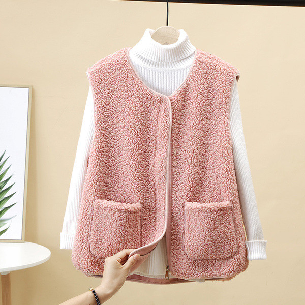 Γυναικείο χειμερινό γιλέκο με τσέπες και φερμουάρ