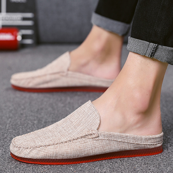 Νέο μοντέλο αναπνεύσιμα ανδρικά μοκασίνια από ύφασμα με επίπεδη σόλα
