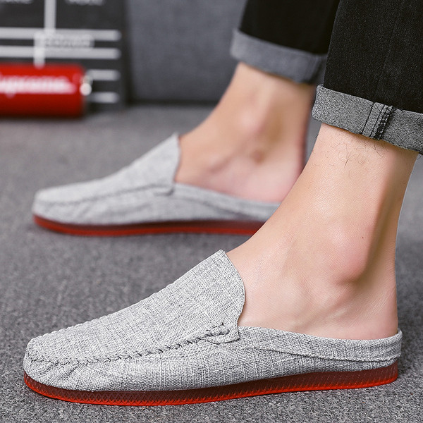 Νέο μοντέλο αναπνεύσιμα ανδρικά μοκασίνια από ύφασμα με επίπεδη σόλα